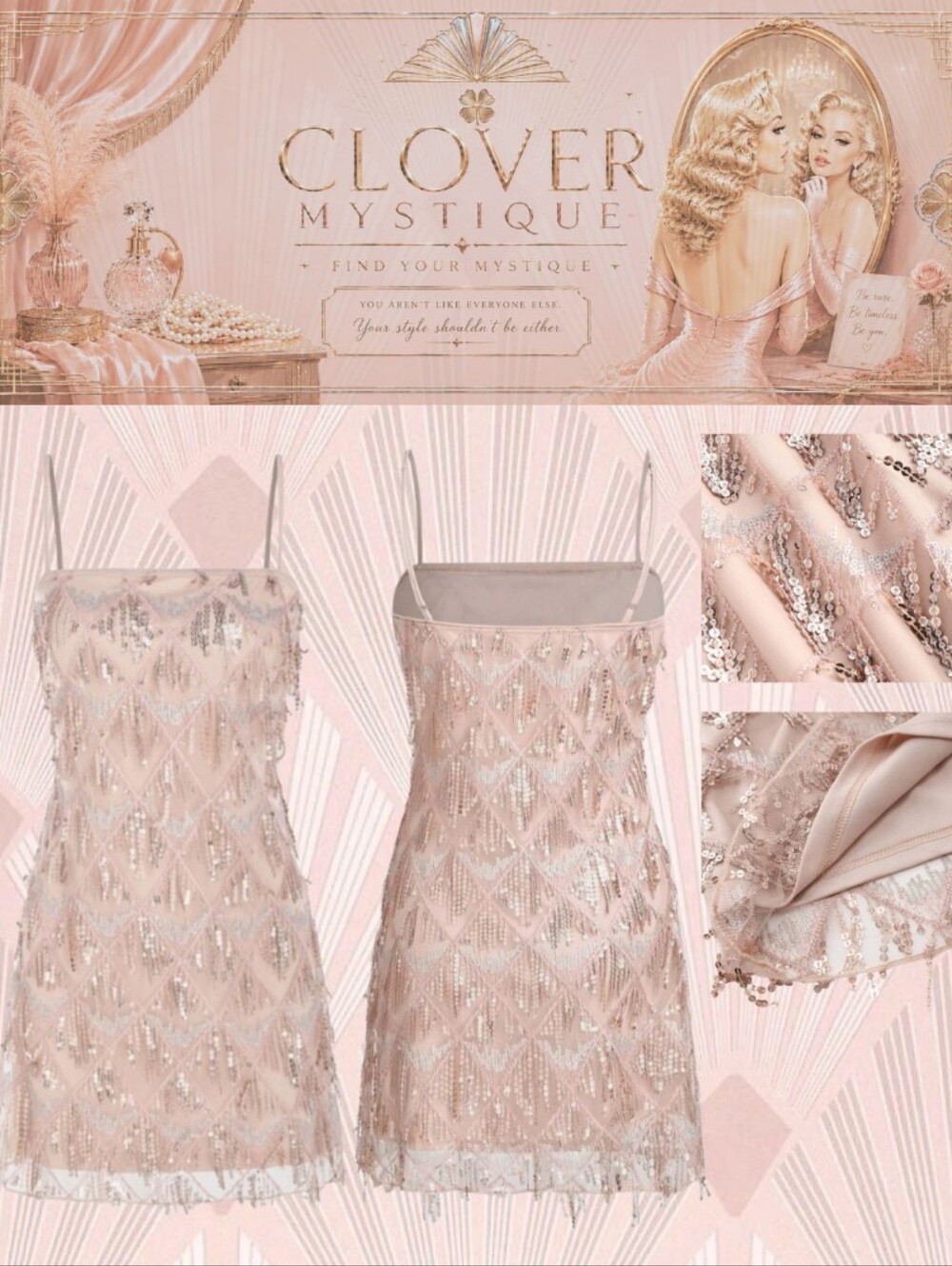 “Champagne Nights” Art Deco Sequin Mini Dress